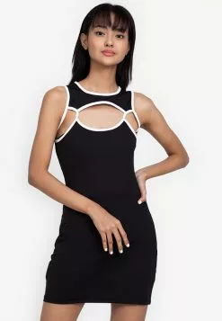 ZALORA BASICS Contrast Cut Out Bodycon Dress