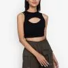 ZALORA BASICS Rib Cut Out Crop Top