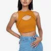ZALORA BASICS Rib Cut Out Crop Top