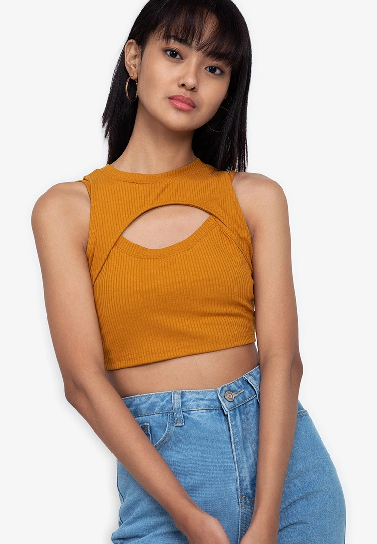 ZALORA BASICS Rib Cut Out Crop Top - Billede 3