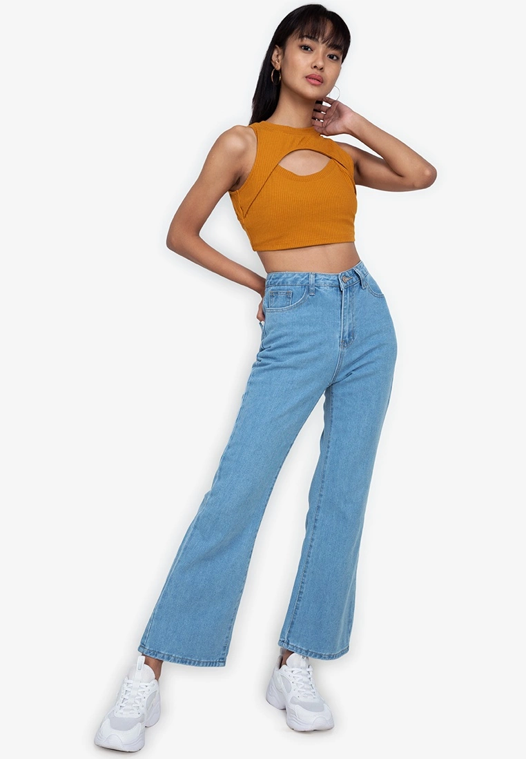 ZALORA BASICS Rib Cut Out Crop Top - Billede 4