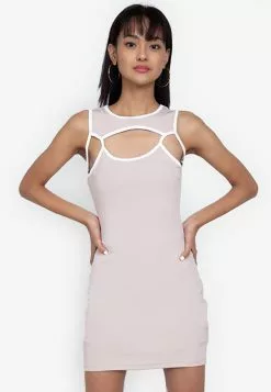 ZALORA BASICS Contrast Cut Out Bodycon Dress