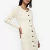 ZALORA BASICS Button Front Long Sleeve Rib Dress