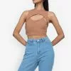ZALORA BASICS Rib Cut Out Crop Top