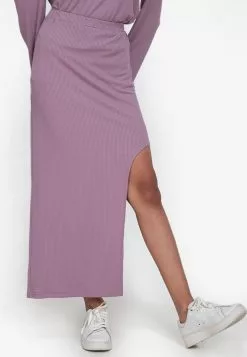 ZALORA BASICS Side Slit Maxi Rib Skirt