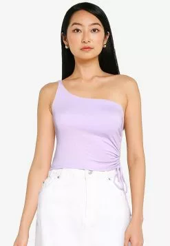 ZALORA BASICS One Shoulder Top With Side Ruching