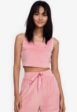 ZALORA BASICS Lounge Velour Crop Top