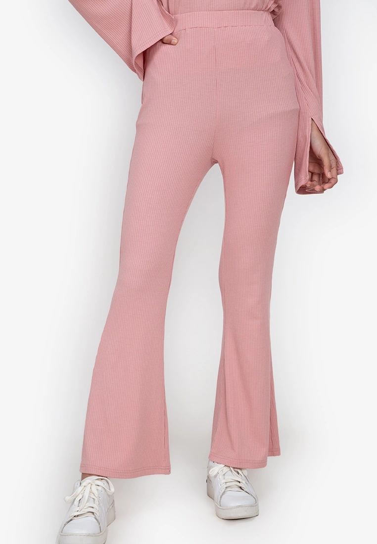 ZALORA BASICS Rib Flare Pants