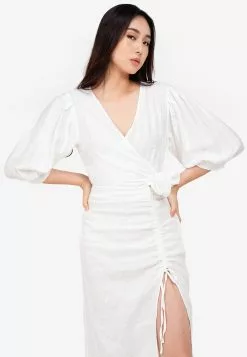 ZALORA BASICS Balloon Sleeves Wrap Top