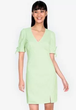 ZALORA BASICS V Neck Puff Sleeve Dress