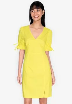 ZALORA BASICS V Neck Puff Sleeve Dress