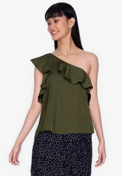 ZALORA BASICS Assymetric Ruffle Top