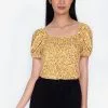 ZALORA BASICS Square Neck Puff Sleeve Top