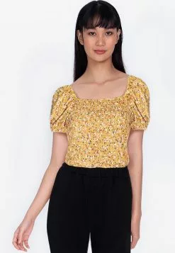 ZALORA BASICS Square Neck Puff Sleeve Top