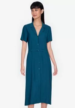 ZALORA BASICS Resort Collar Midi Dress