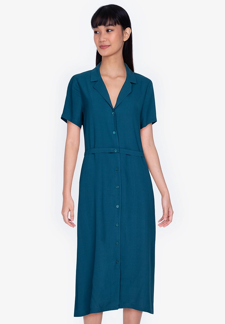ZALORA BASICS Resort Collar Midi Dress