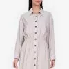 ZALORA BASICS Smoked Waist Long Sleeves Dress