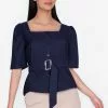 ZALORA BASICS Square Neck Top with Belt