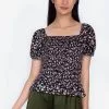 ZALORA BASICS Square Neck Puff Sleeve Top