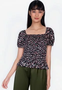 ZALORA BASICS Square Neck Puff Sleeve Top