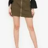 ZALORA BASICS Contrast Stitch Zip Up Denim Skirt