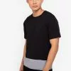 ZALORA BASICS Checked Hem T-Shirt