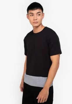 ZALORA BASICS Checked Hem T-Shirt