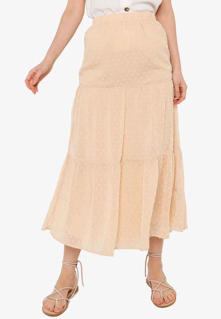 ZALORA BASICS Tiered Maxi Skirt