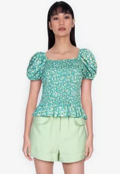 ZALORA BASICS Square Neck Puff Sleeve Top
