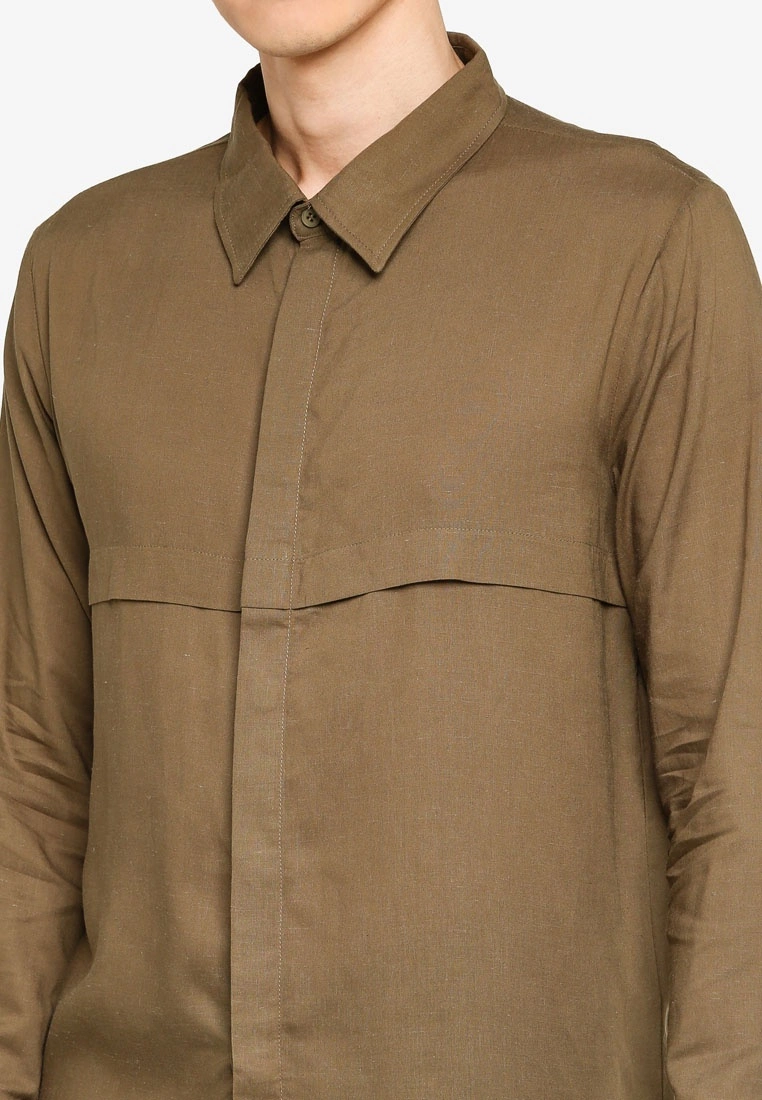 ZALORA BASICS Front Panelling Long Sleeve Shirt - Billede 3