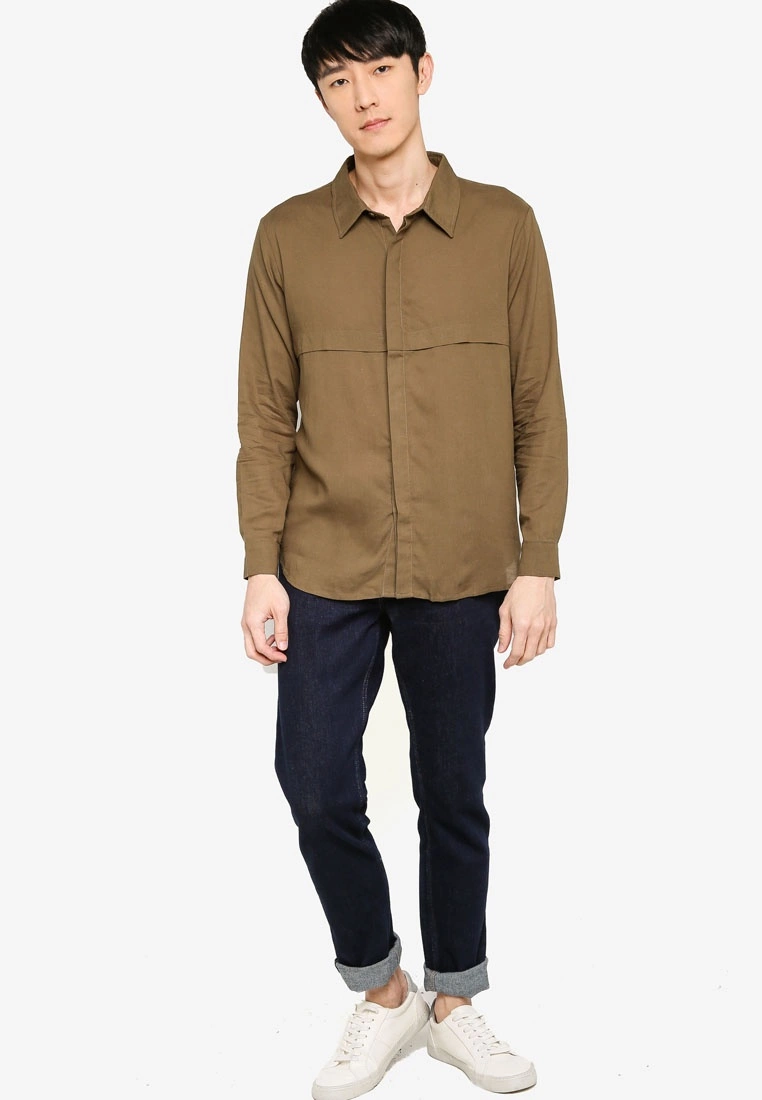 ZALORA BASICS Front Panelling Long Sleeve Shirt - Billede 4