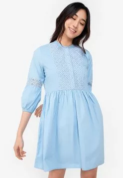 ZALORA BASICS Lace Panel Babydoll Dress