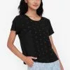 ZALORA BASICS Embroidery Detail Short Sleeve Top