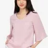 ZALORA BASICS V Neck Batwing Sleeves Blouse
