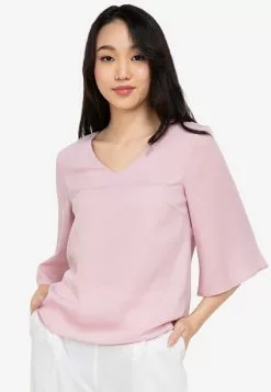ZALORA BASICS V Neck Batwing Sleeves Blouse