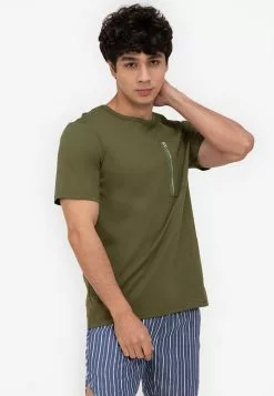 ZALORA BASICS Vertical Zip Pocket T-Shirt