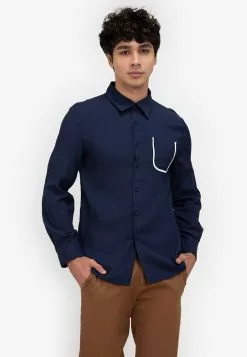 ZALORA BASICS Contrast Binding Shirt