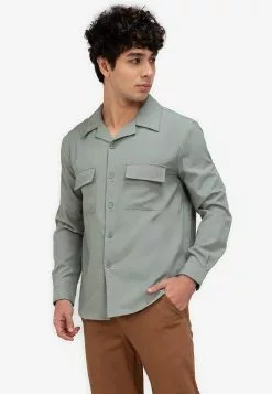 ZALORA BASICS Loose Open Collar Shirt