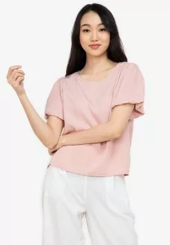 ZALORA BASICS 100% Recycled Polyester Puff Sleeve Top