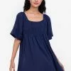 ZALORA BASICS Ruched Front Babydoll Dress