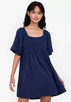 ZALORA BASICS Ruched Front Babydoll Dress