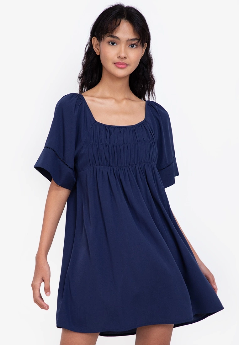 ZALORA BASICS Ruched Front Babydoll Dress