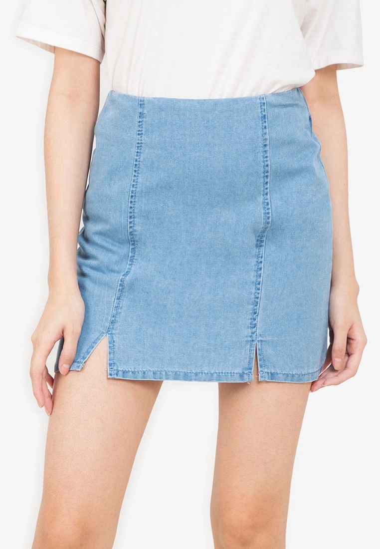 ZALORA BASICS Split Front Mini Denim Skirt - Billede 3