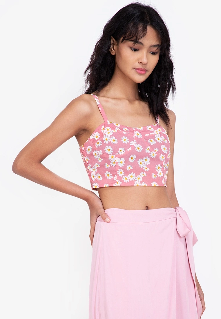 ZALORA BASICS Shirred Back Bustier Top