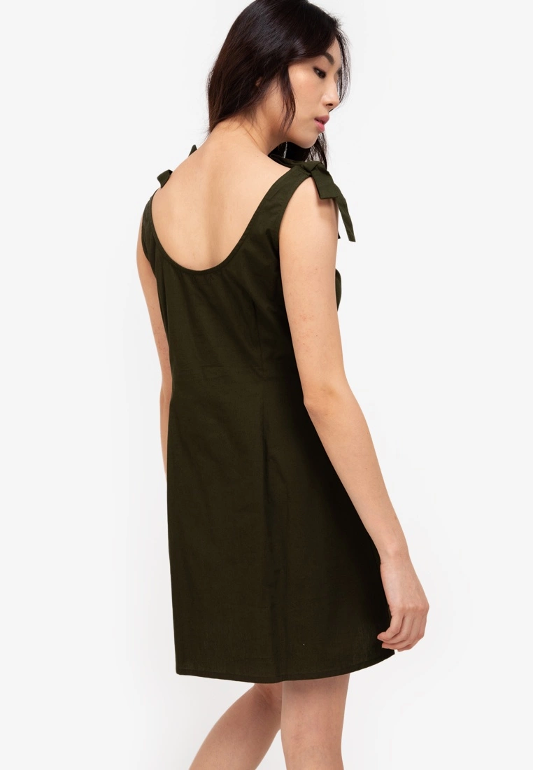 ZALORA BASICS Button Up Shoulder Tie Mini Dress - Billede 2