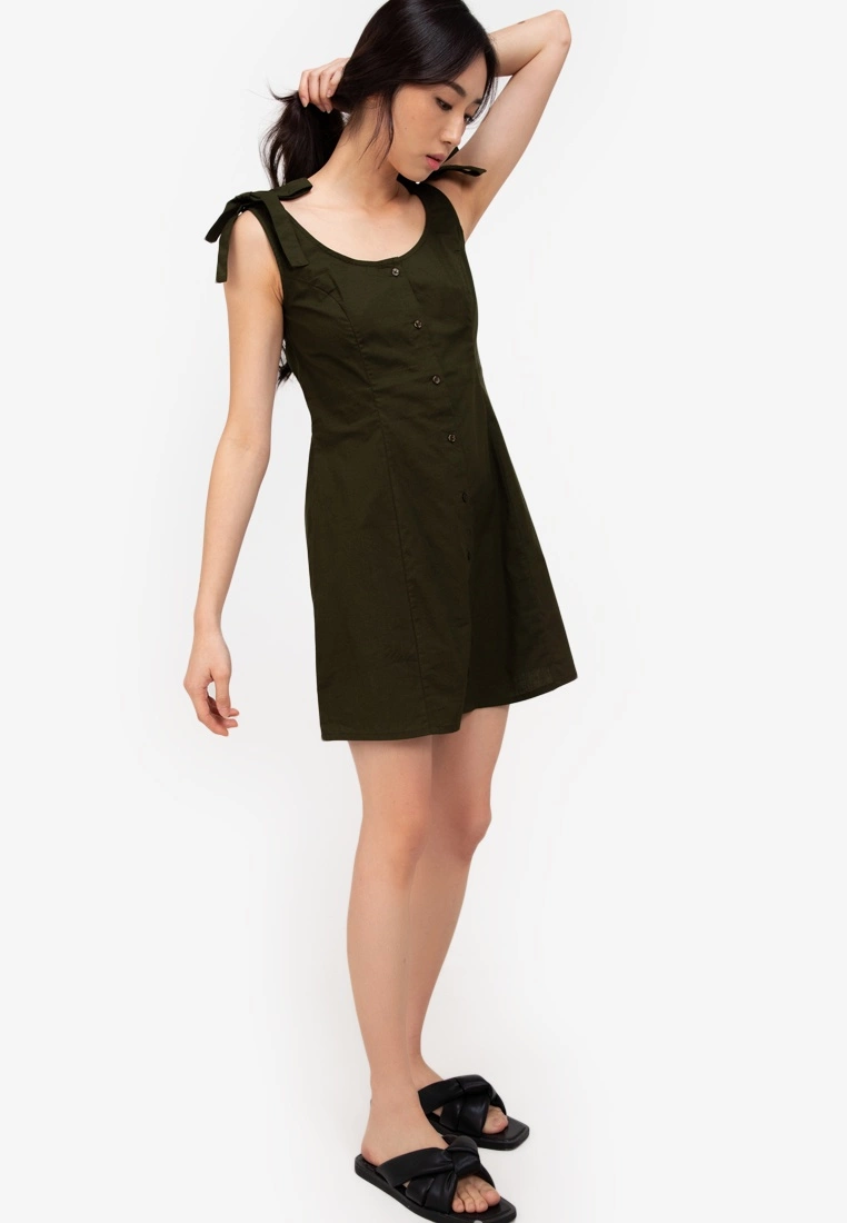 ZALORA BASICS Button Up Shoulder Tie Mini Dress - Billede 4