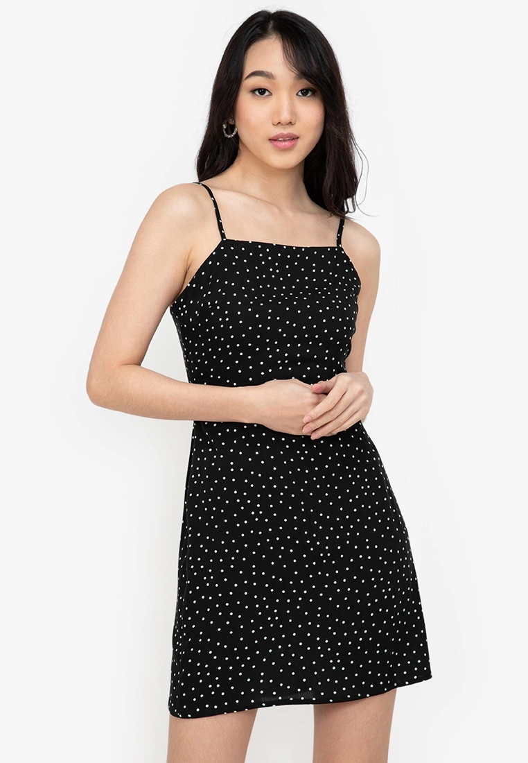 ZALORA BASICS Mini Open Tie Back Slip Dress