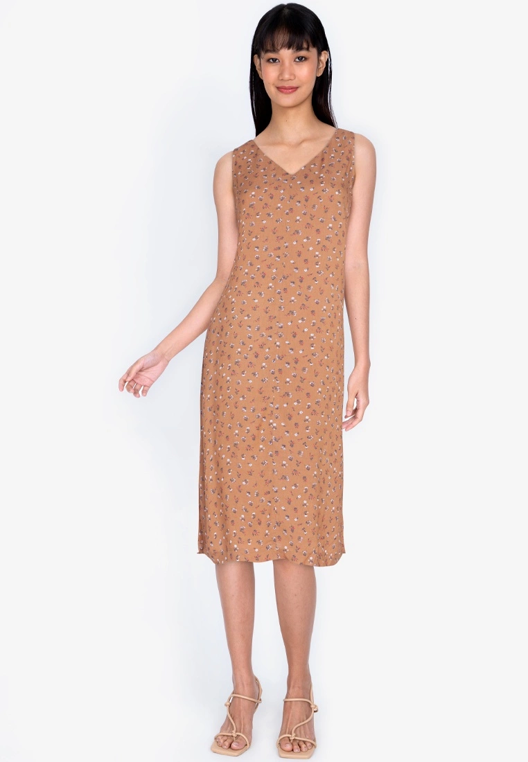 ZALORA BASICS V Neck Column Dress