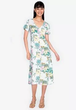 ZALORA BASICS Chiffon Short Sleeve Midi Dress