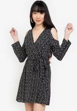 ZALORA BASICS Cold Shoulder Wrap Dress